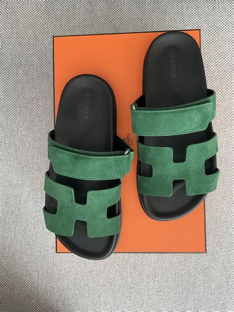 hermes slippers green|Hermes female slippers.